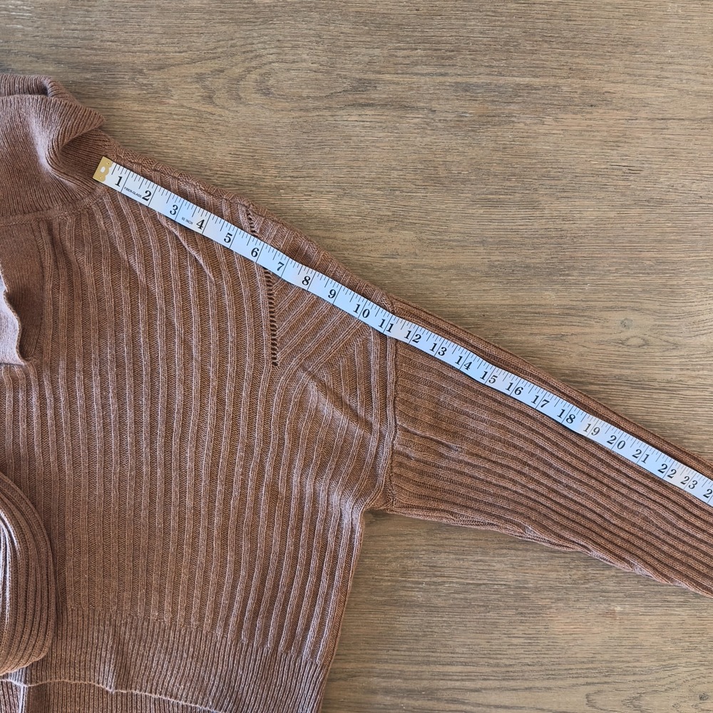 Rag & Bone New York-Maxine Ribbed Merino Wool Blend Polo Sweater-Camel-Women's S - Picture 13 of 16
